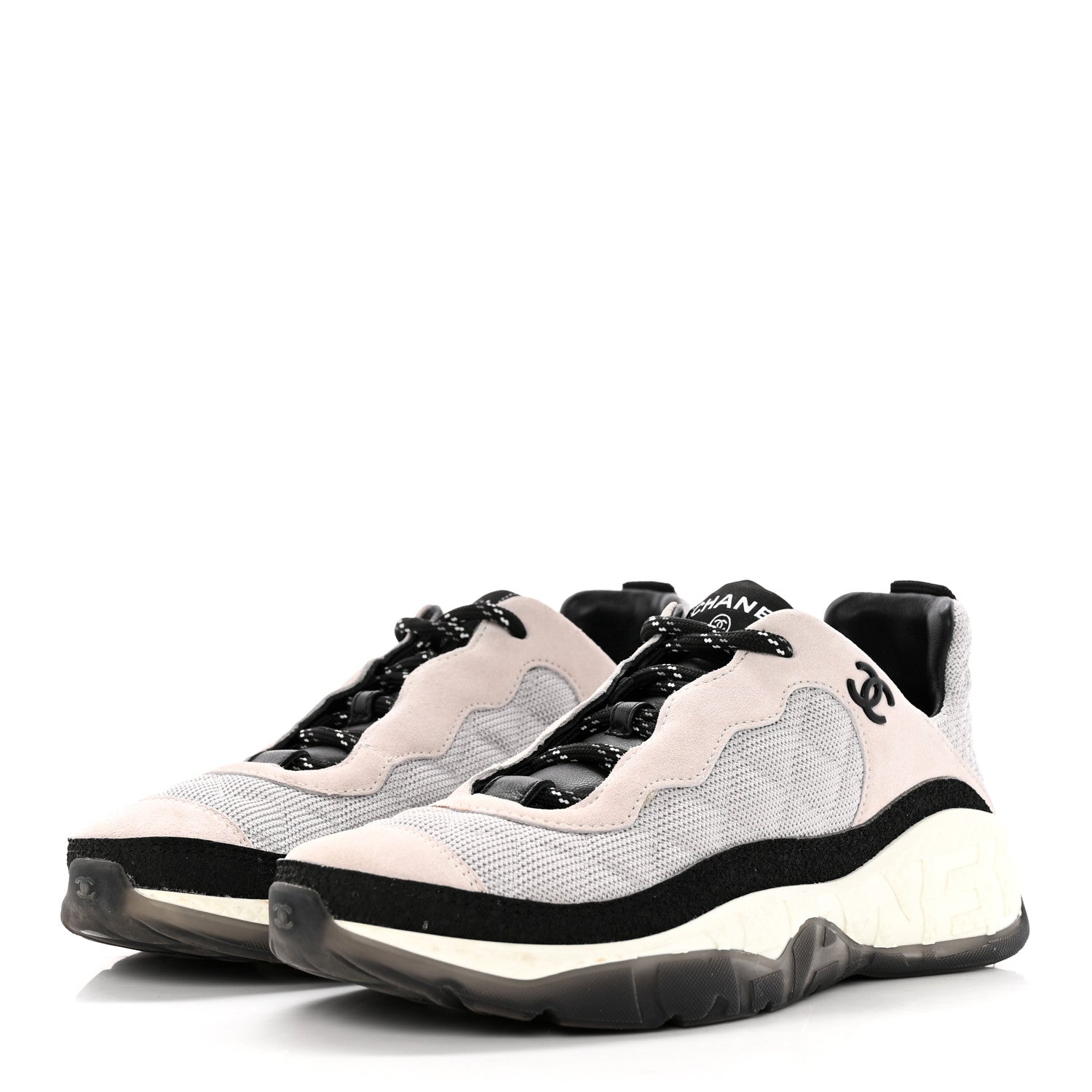 Chanel Mesh Suede Calfskin Quilted Sneakers 37.5 Light Pink Beige 3 of 16