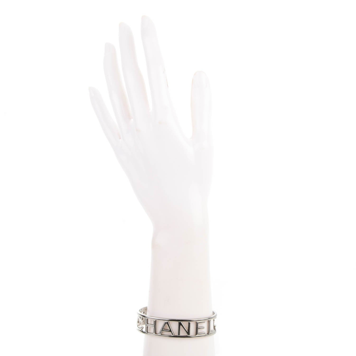 Chanel Metal Logo Cuff Silver 2 of 5