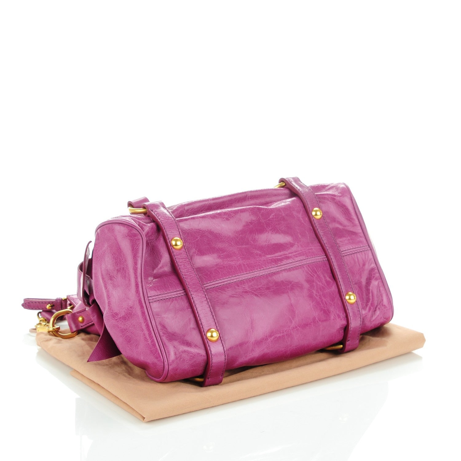 Miu Miu Vitello Lux Mini Bow Bag Fuchsia 4 of 7