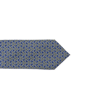 Hermes Silk Mens Ronde Des Etriers Neck Tie Ocean Ciel Jaune 3 of 3