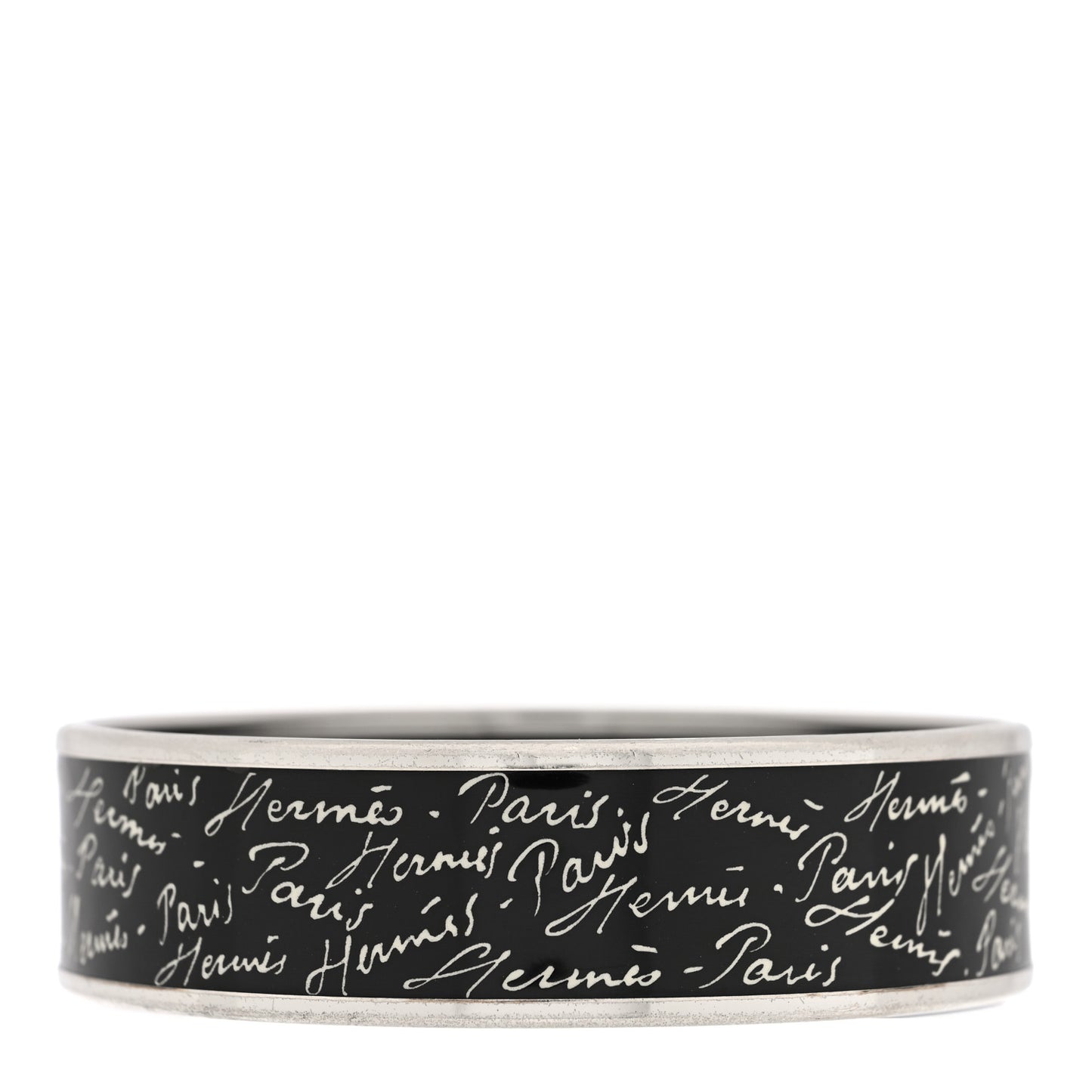 Enamel Printed Handwriting Wide Bracelet 70 Black
