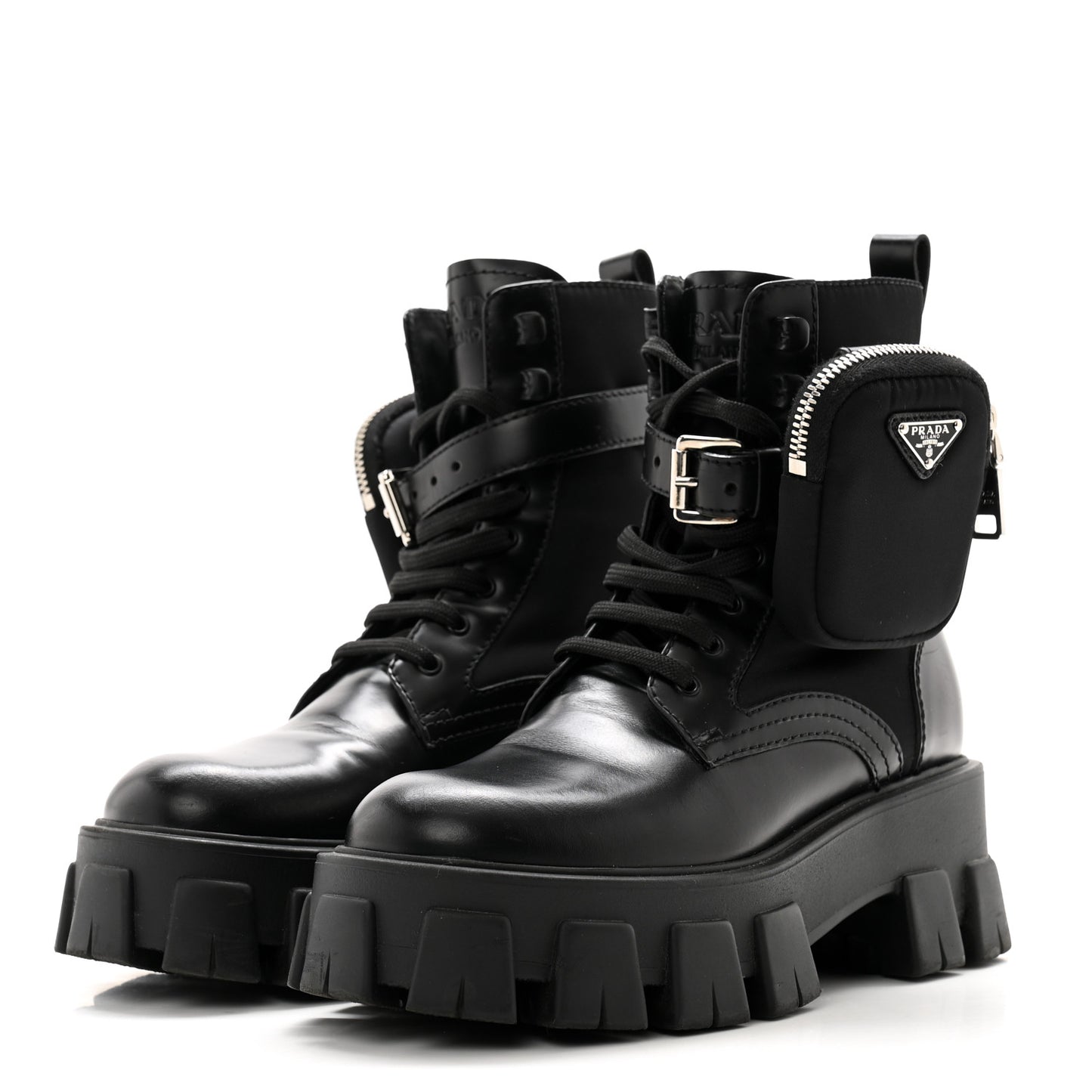 Spazzolato Rois Re-Nylon Metal Triangle Logo Monolith Pouch Pocket 55mm Boots 35.5 Black
