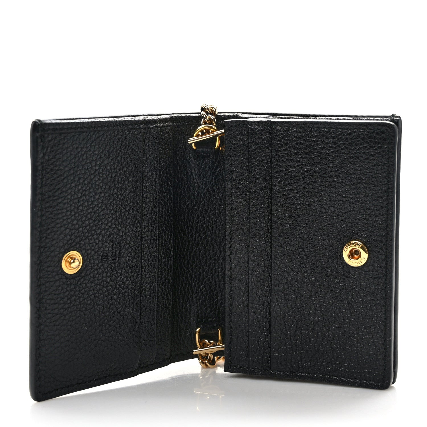 Gucci Grainy Calfskin Zumi Chain Card Case Wallet Black 5 of 7