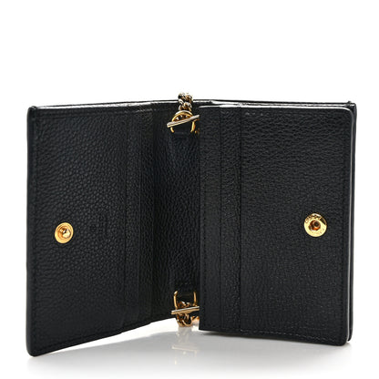 Gucci Grainy Calfskin Zumi Chain Card Case Wallet Black 5 of 7