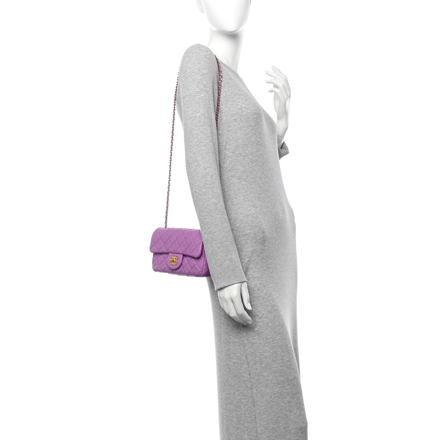 Chanel Lambskin Quilted Mini Rectangular Pearl Crush Flap Purple 2 of 11