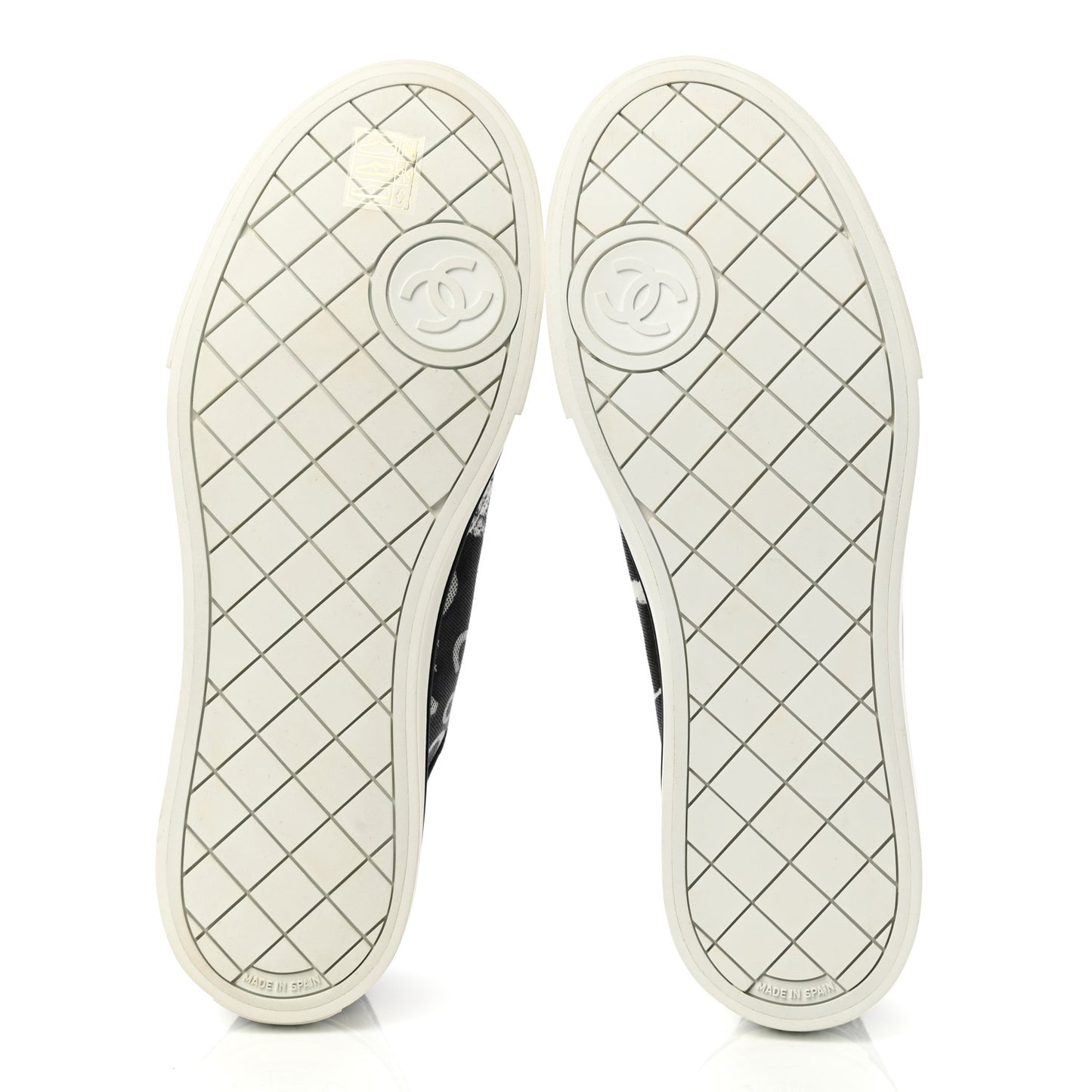 Printed Fabric Low Top Logo Sneakers 40.5 White Black