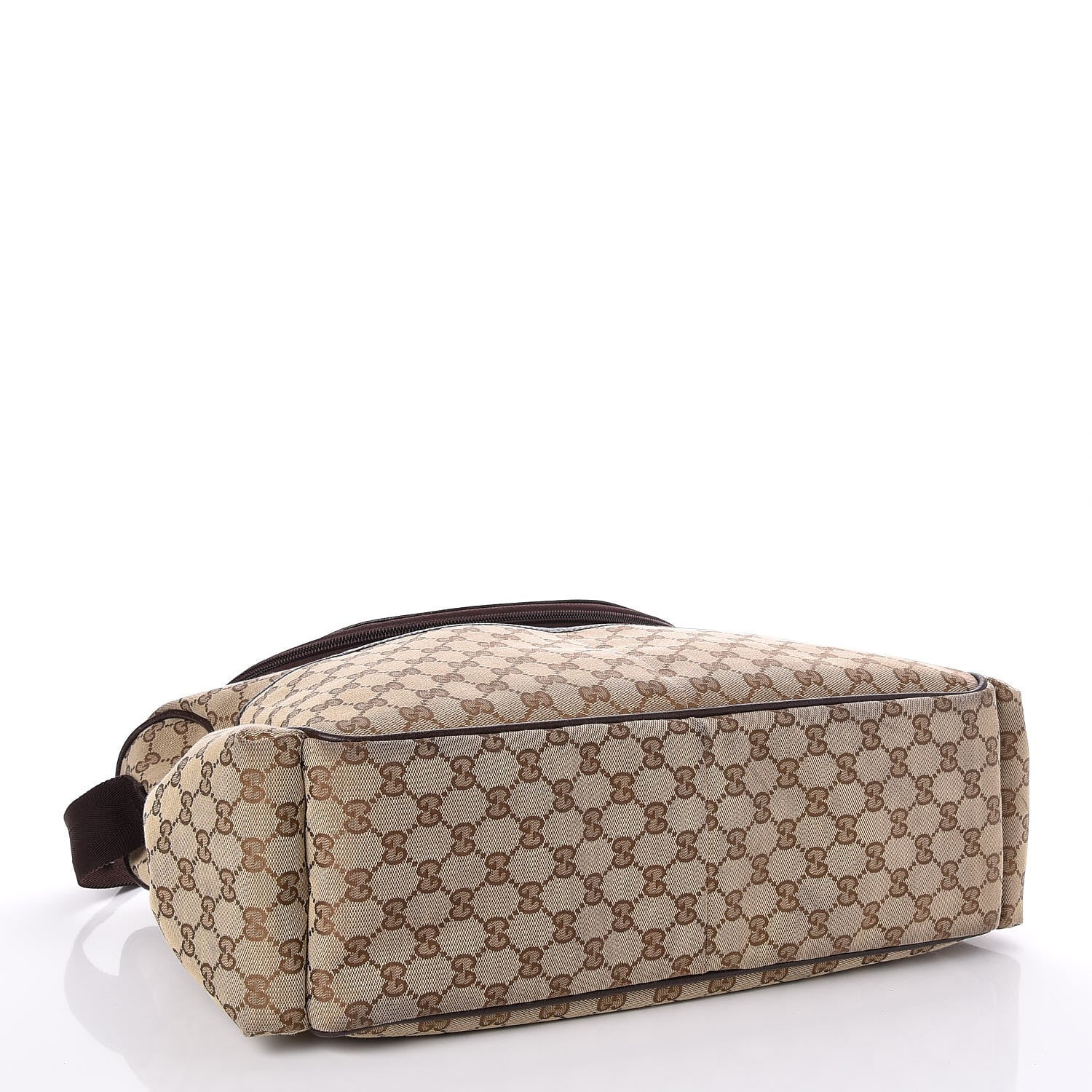 Gucci Monogram Natural Pigskin Large Diaper Bag Beige Ebony Cocoa Dark Chocolate 4 of 8