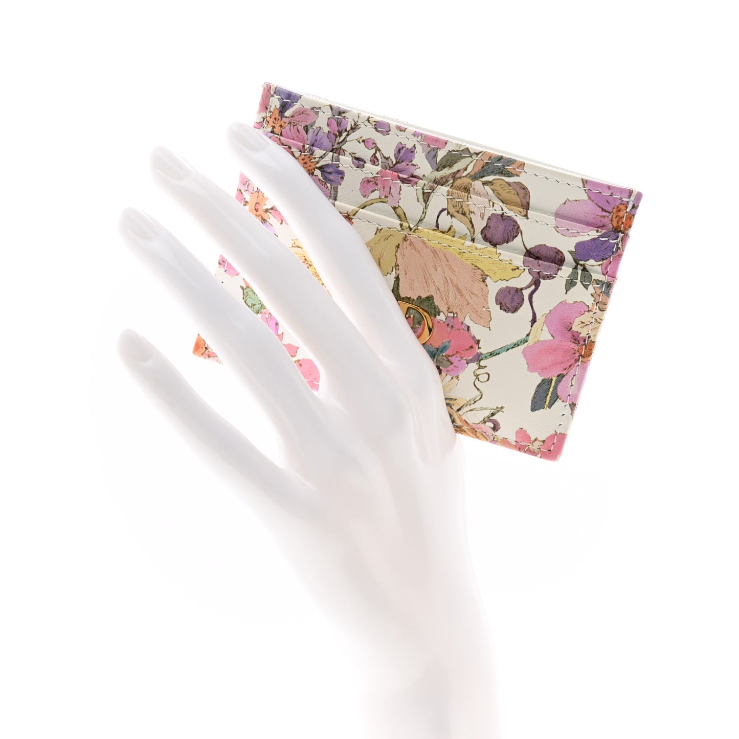 Calfskin Caro Freesia Five-Slot Card Holder White Multicolor