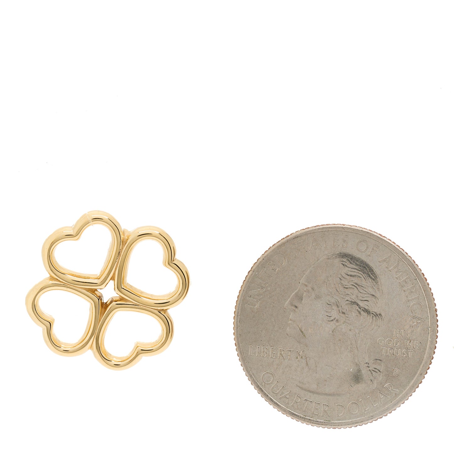 18K Yellow Gold Loving Heart Clover Pendant