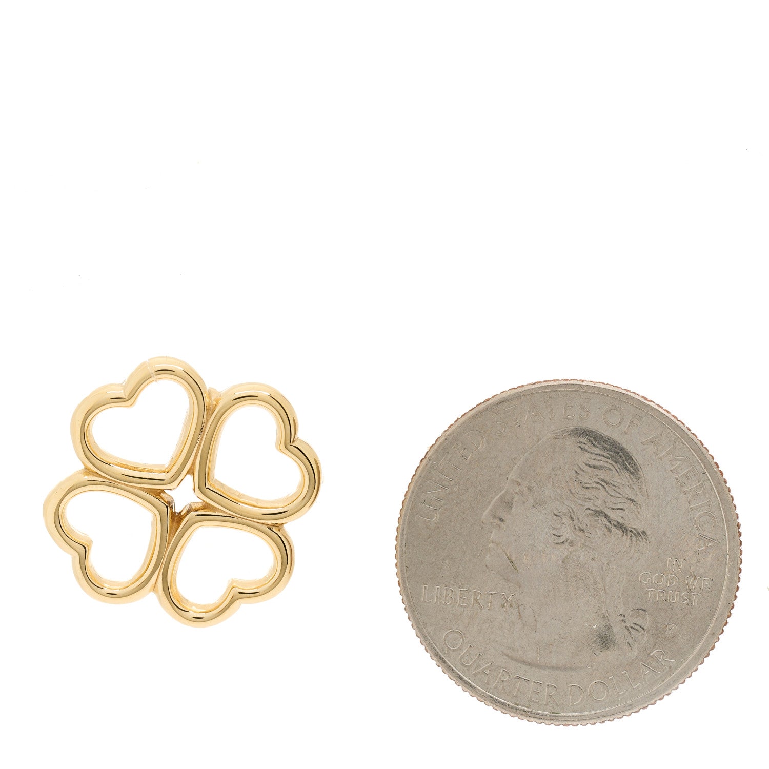 Tiffany 18K Yellow Gold Loving Heart Clover Pendant 2 of 3