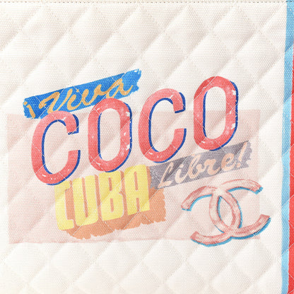 Chanel Canvas Large Coco Cuba Cosmetic Case Yellow Turquoise 8 of 9