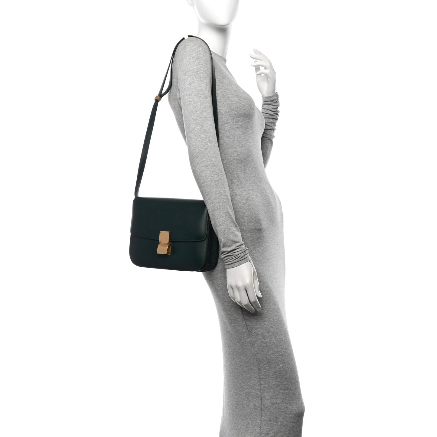 Box Calfskin Medium Classic Box Flap Bag Forest Green