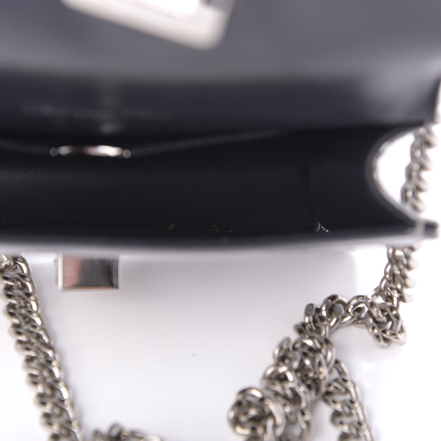 Metallic Patent Micro-Cannage Mini Diorama Flap Bag Silver