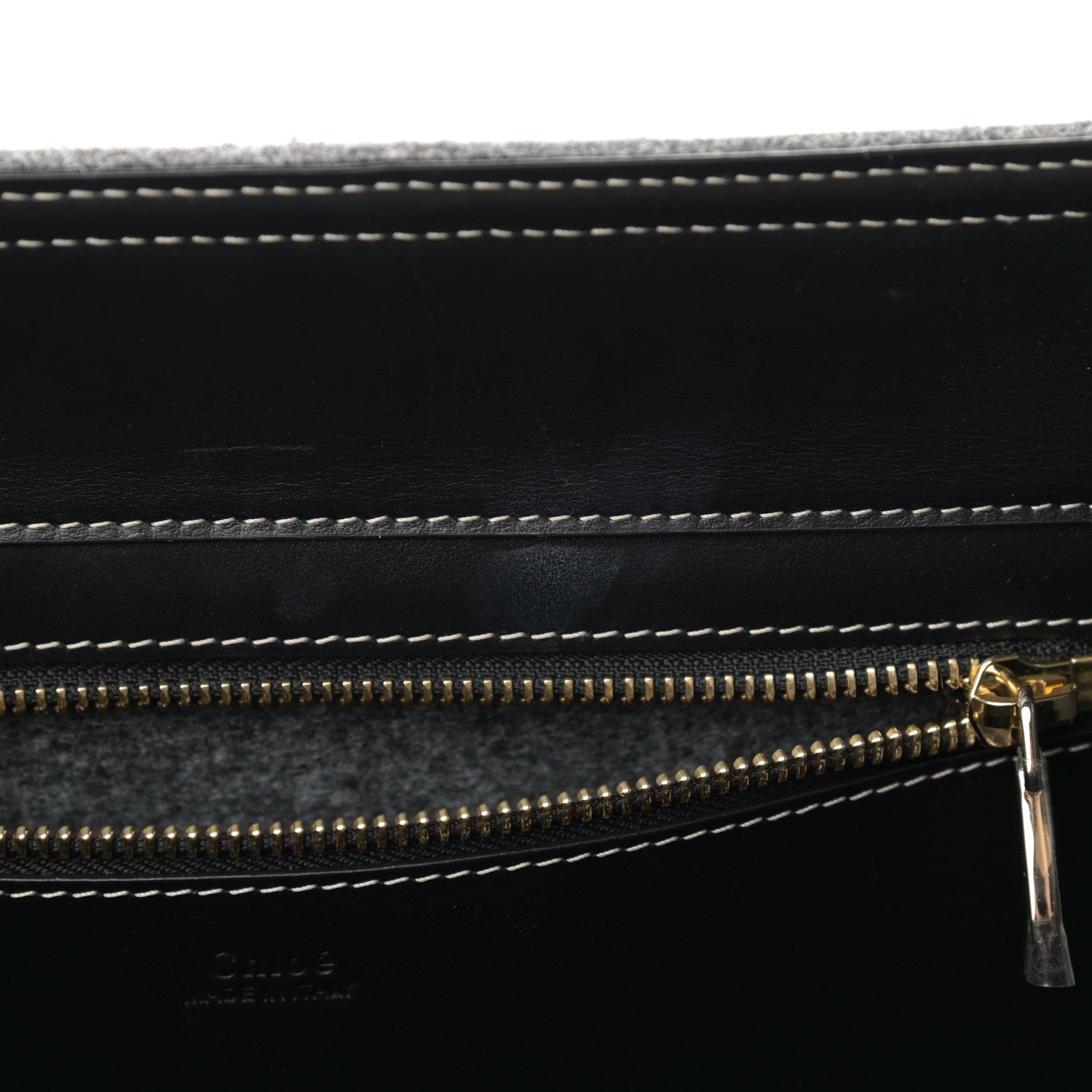 Chloe Felt Shiny Calfskin Medium Woody Ribbon Tote Cashmere Gray 13 of 13