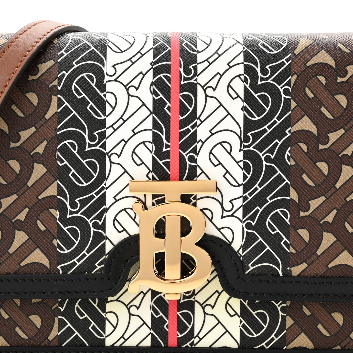 E-Canvas Monogram Stripe Small TB Bag Bridle Brown