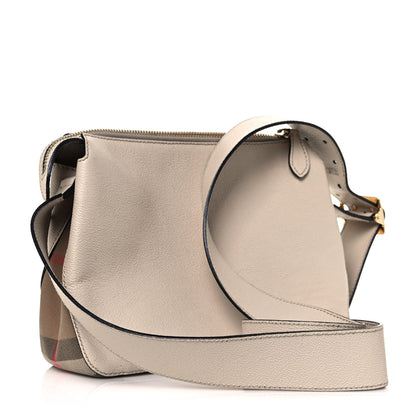 Burberry Soft Grain Calfskin House Check Small Helmsley Crossbody Limestone 3 of 17