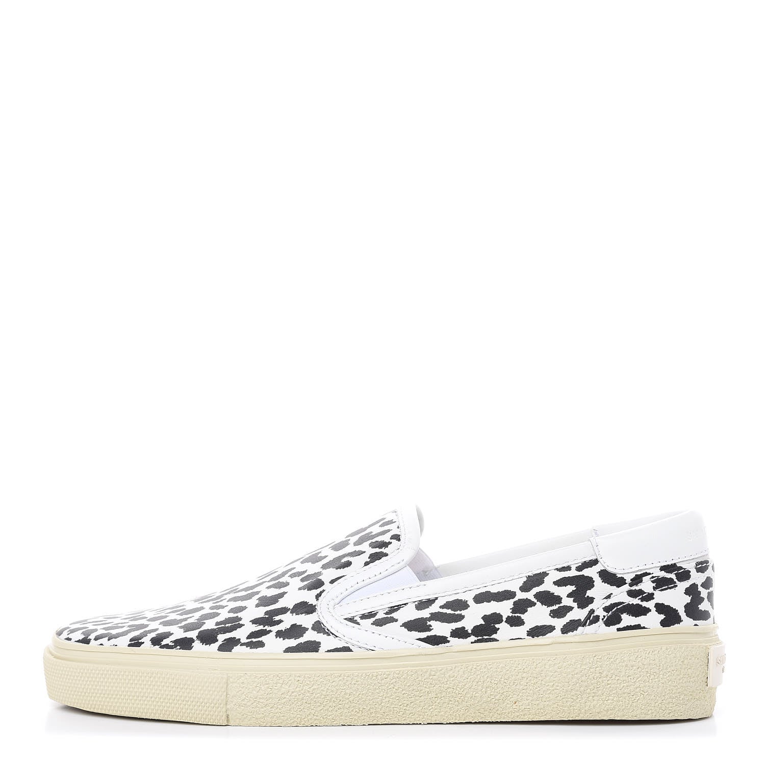 Saint Laurent Soft Calfskin Babycat Leopard Womens Skate Slip On Sneakers 38.5 Black White 1 of 9