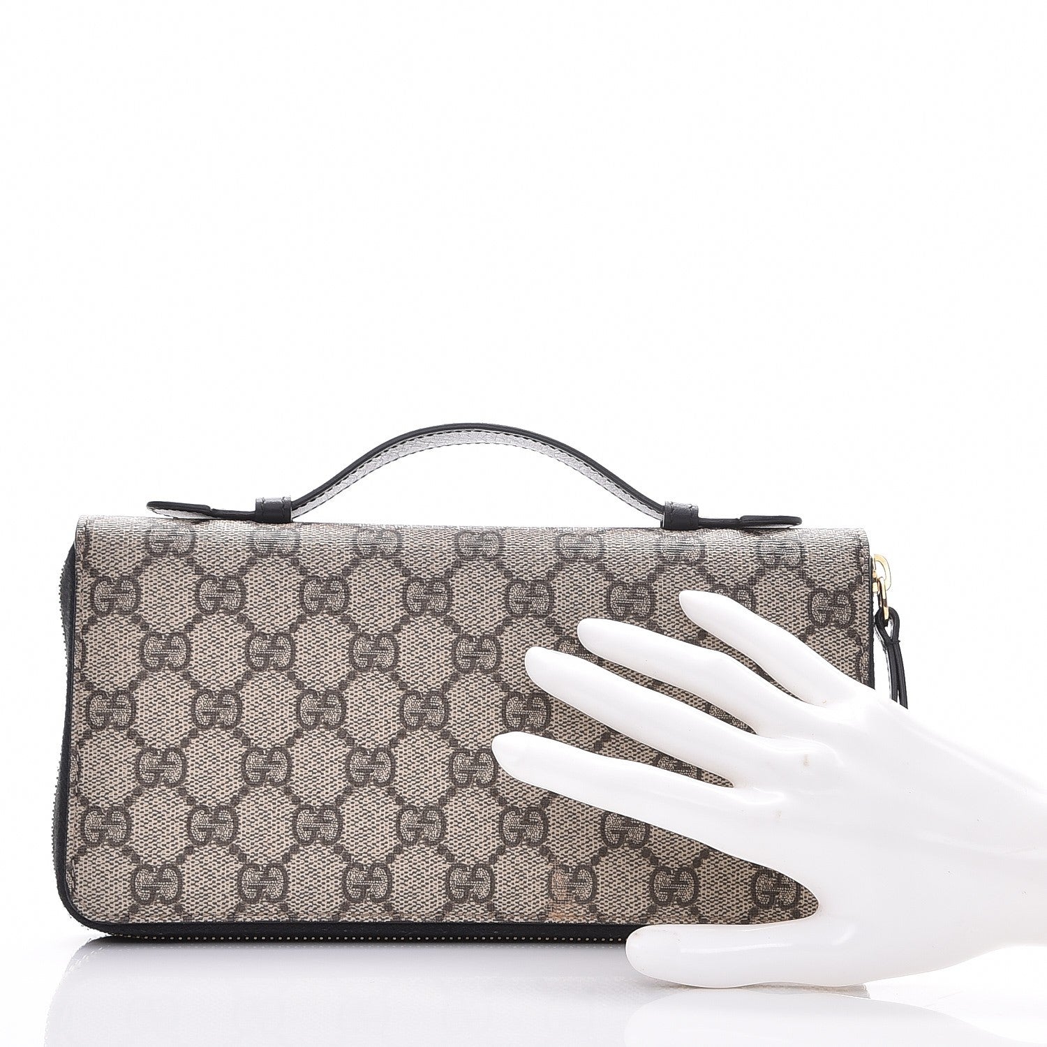Gucci GG Supreme Monogram Top Handle Zip Around Wallet Black 2 of 6