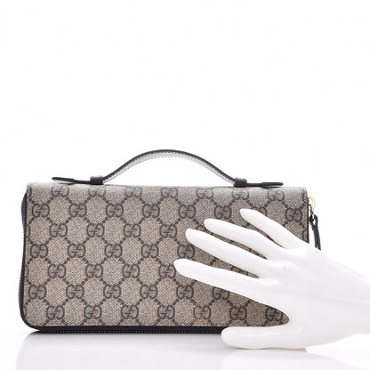Gucci GG Supreme Monogram Top Handle Zip Around Wallet Black 2 of 6