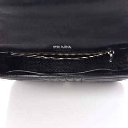 Prada Soft Calfskin Impunture Diagramme Medium Chain Flap Shoulder Bag Black 5 of 8