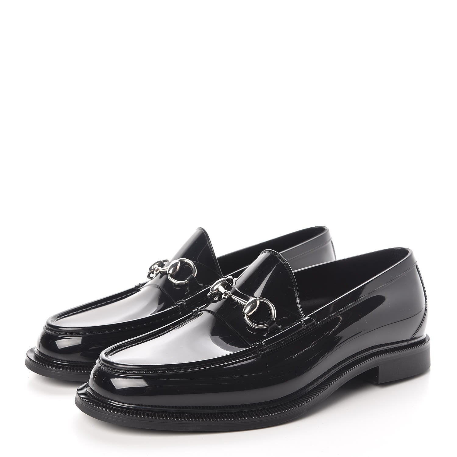 Gucci Rubber Mens Horsebit Moccasin Loafers 6 Black 3 of 8