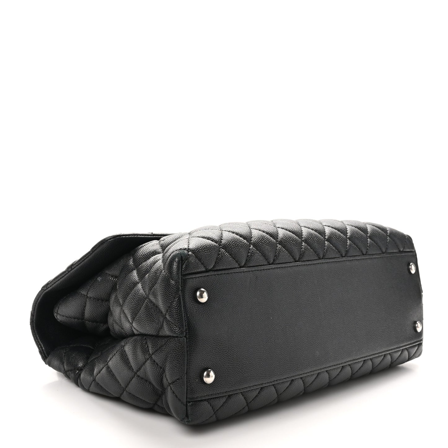 Caviar Lizard Quilted Medium Coco Handle Flap Black