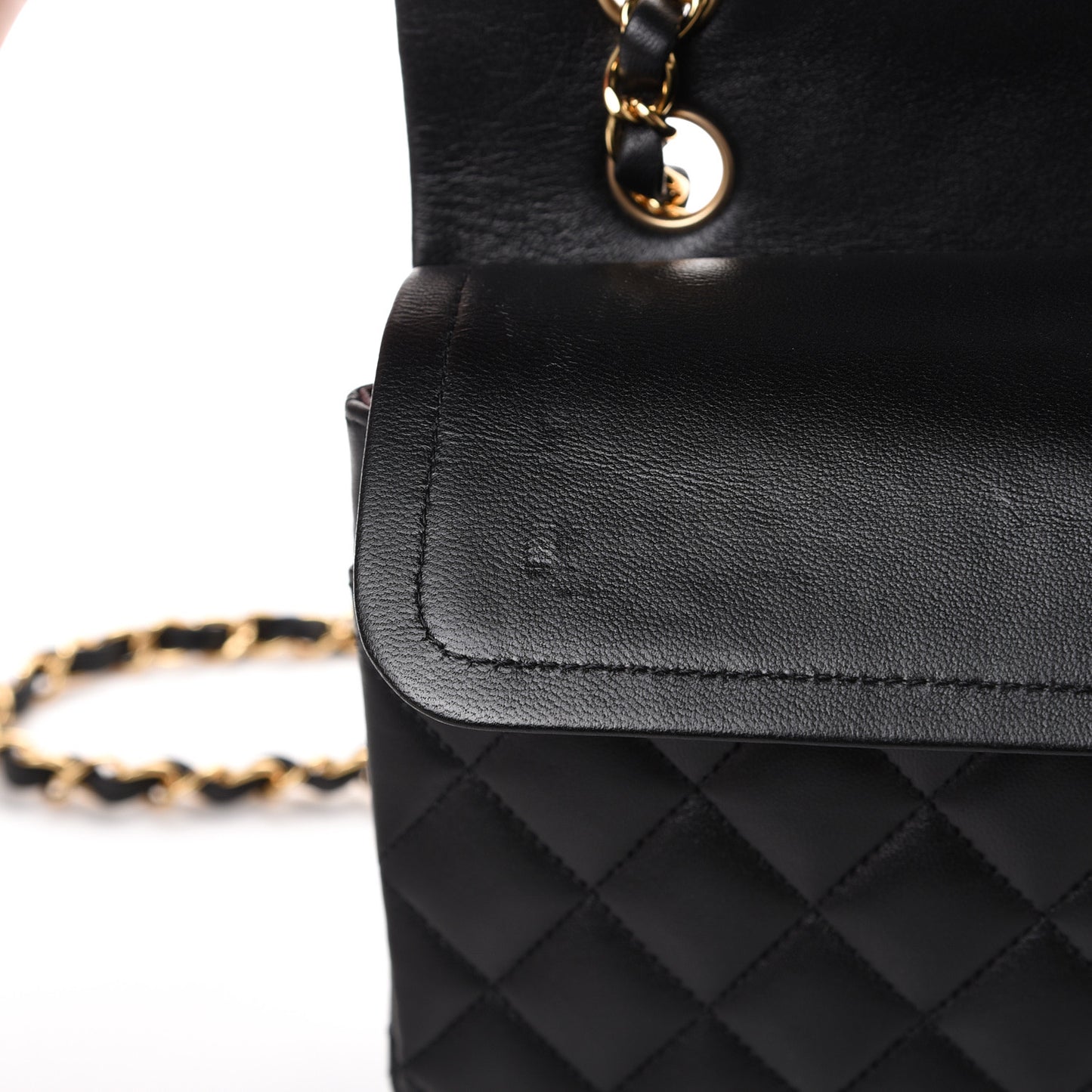 Lambskin Quilted Medium Double Flap Black