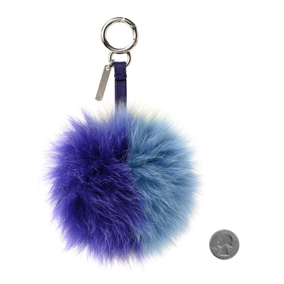 Fendi Fox Fur Vitello Elite Tri-Color Pom Pom Bag Charm Giallo Fluo Nebula Viola 2 of 5