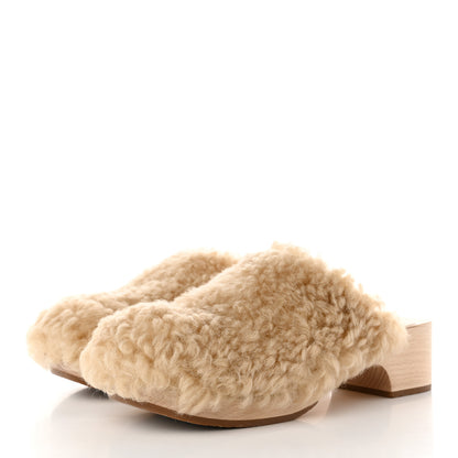 Chanel Shearling Lambskin Clogs 41 Beige 3 of 11