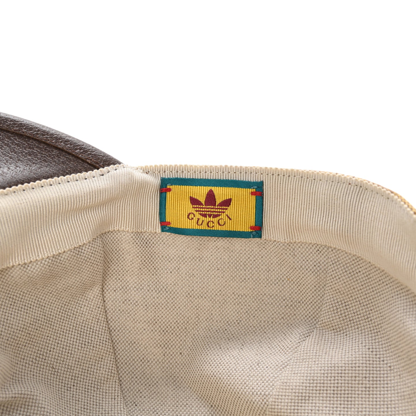 X ADIDAS Crystal Monogram Textured Dollar Calfskin Trefoil Embroidered Stefanos Baseball Hat 58 Mid Natural New Acero