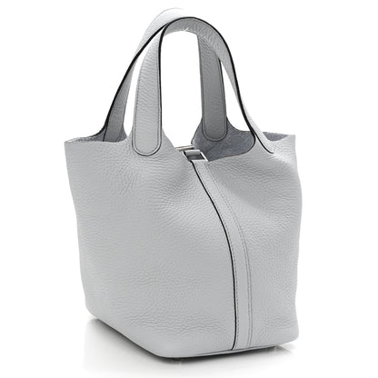 Hermes Taurillon Clemence Picotin Lock 18 PM Bleu Pale 3 of 11