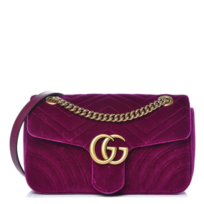 Gucci Velvet Matelasse Small GG Marmont Shoulder Bag Fuchsia Violet Cyclamen 1 of 12