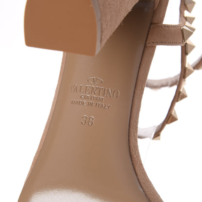 Valentino Garavani Suede Rockstud Ankle Strap 5/105mm Sandals 38 Camel Rose 6 of 8