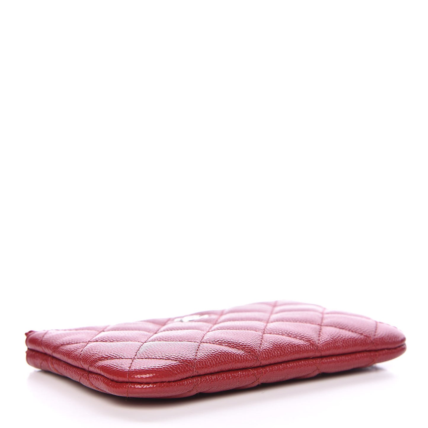 Caviar Quilted Small Cosmetic Case Dark Red