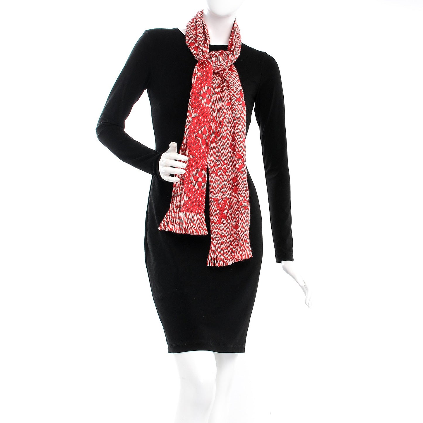 Wool Silk Logomania Mix Scarf Coquelicot