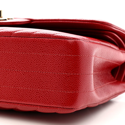 Chanel Caviar Chevron Quilted Small Double Flap Red 10 of 11