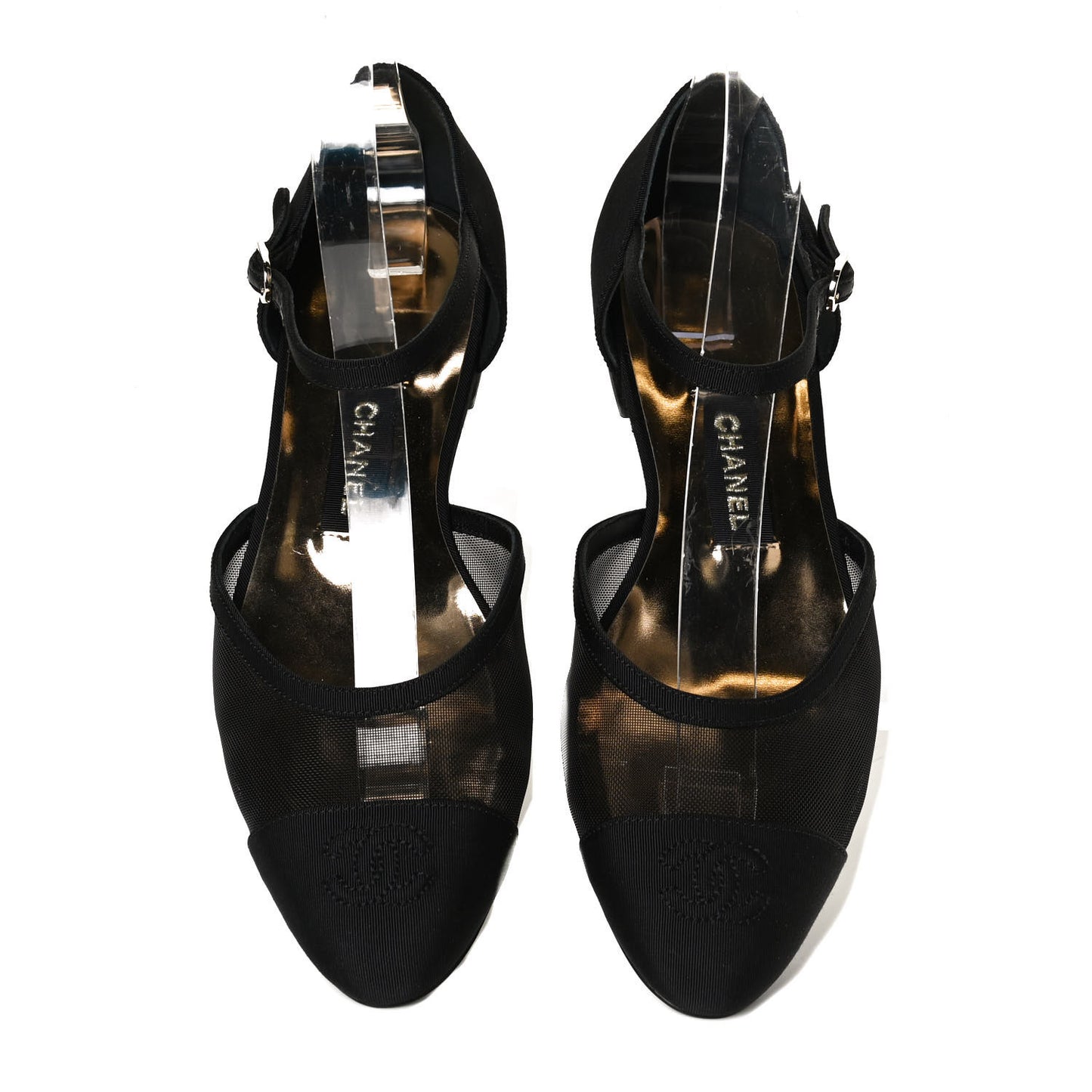 Mesh Grosgrain Cap Toe CC Flats 37 Black