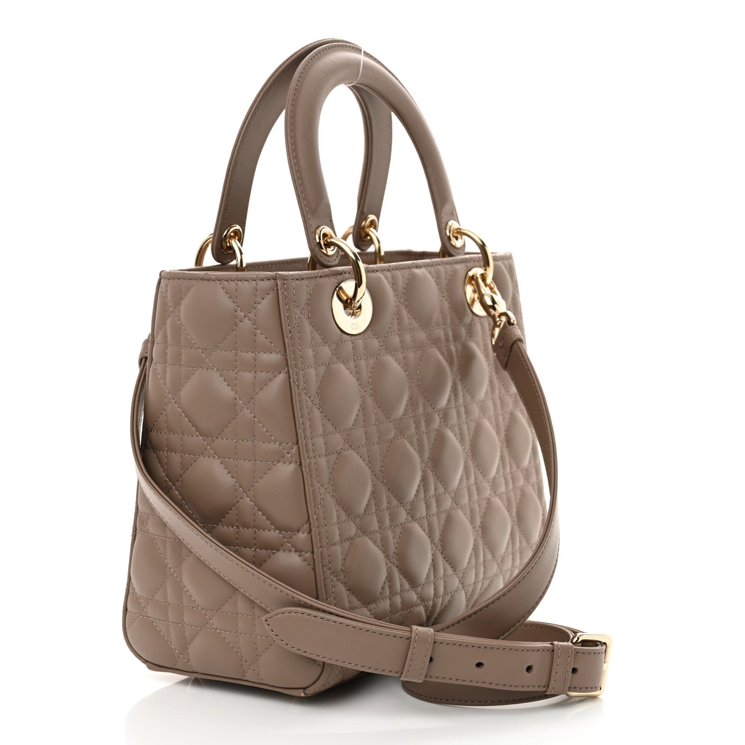 Christian Dior Lambskin Cannage Medium Lady Dior Warm Taupe 3 of 11