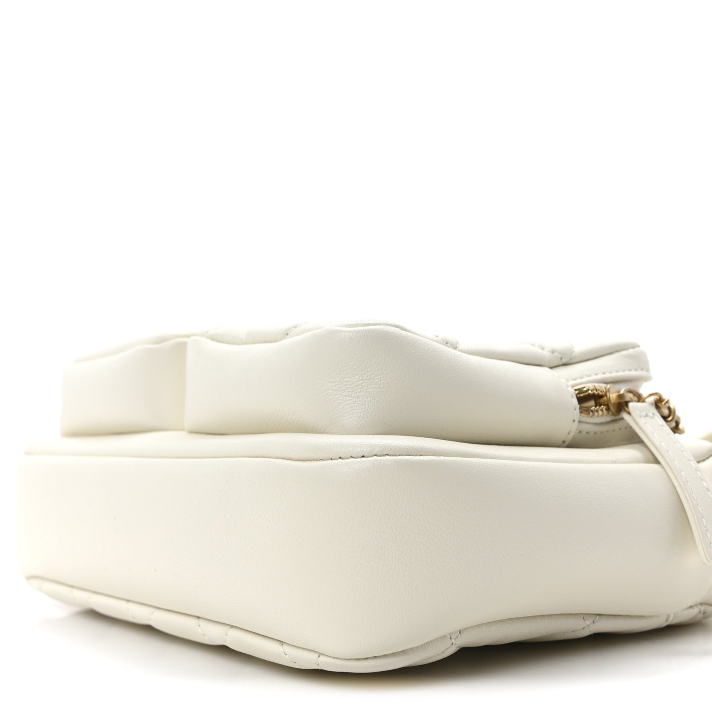 Calfskin Quilted Small Camera Case White