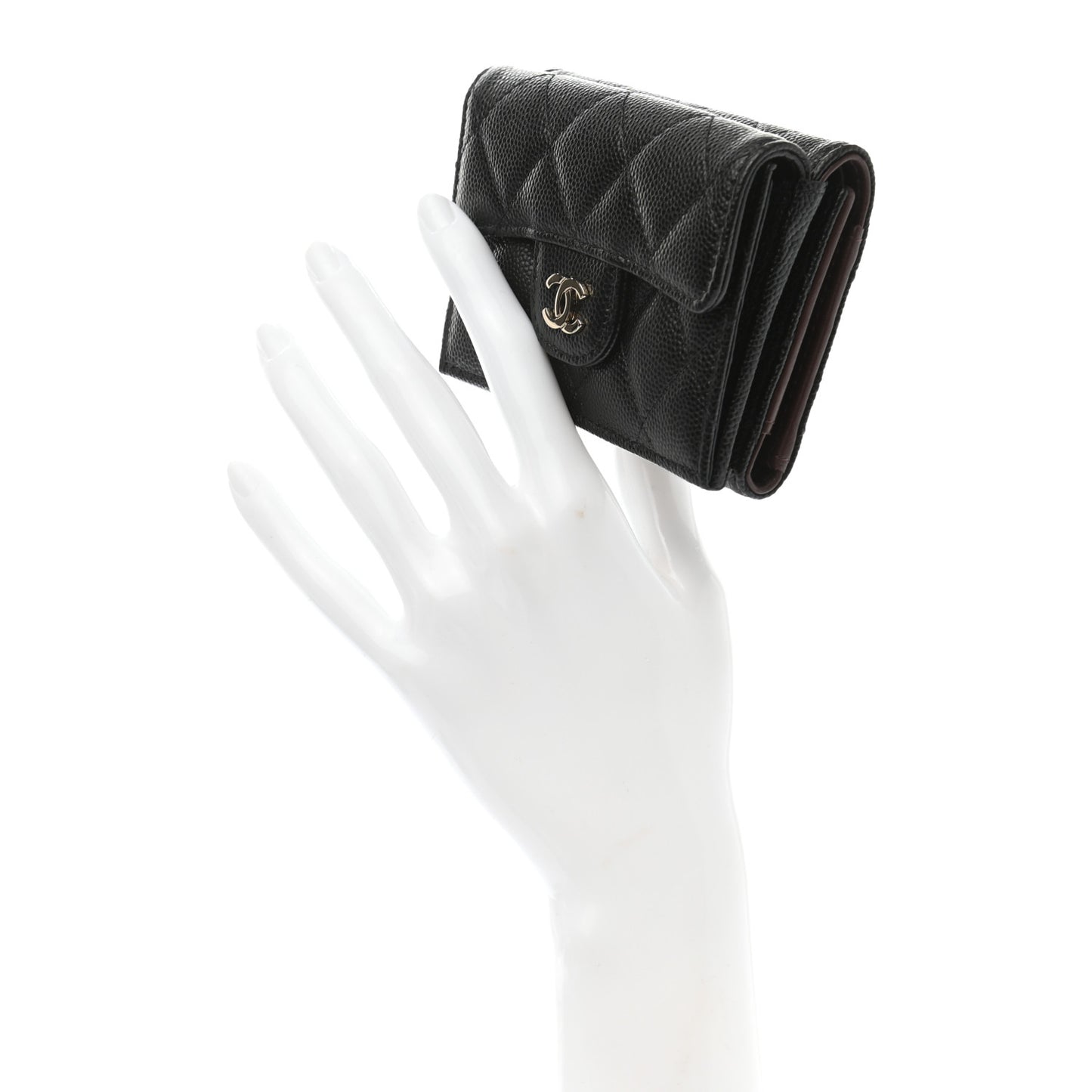 Caviar Quilted Double Flap Wallet Black