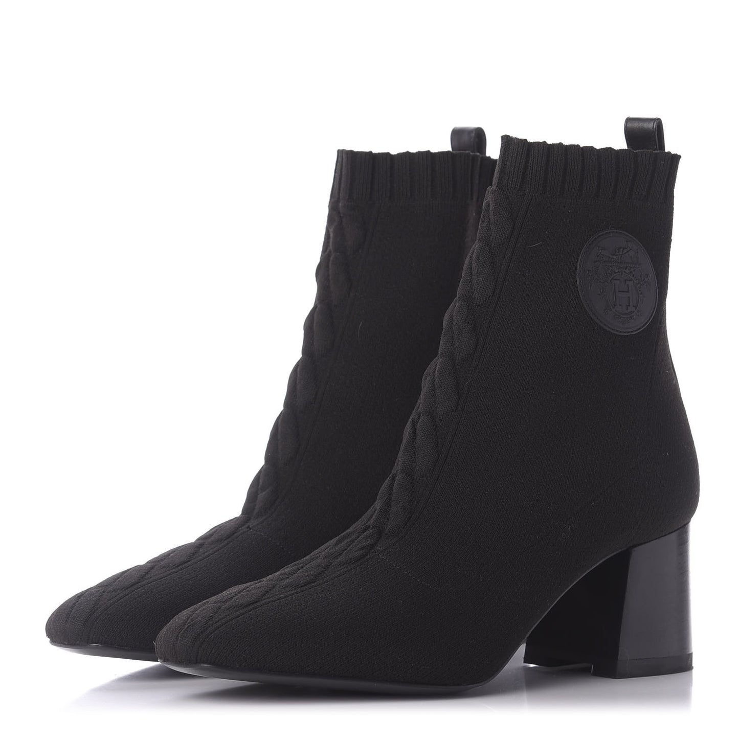 Knit Calfskin Volver Ankle Boots 37 Black