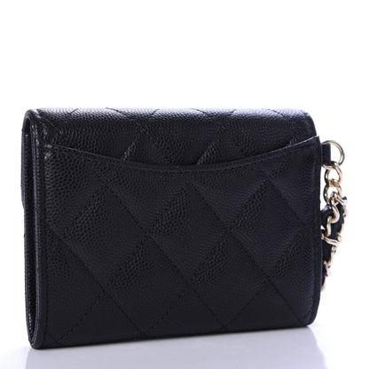Chanel Caviar Quilted Flap Card Holder Chain Wristlet Black 3 of 9