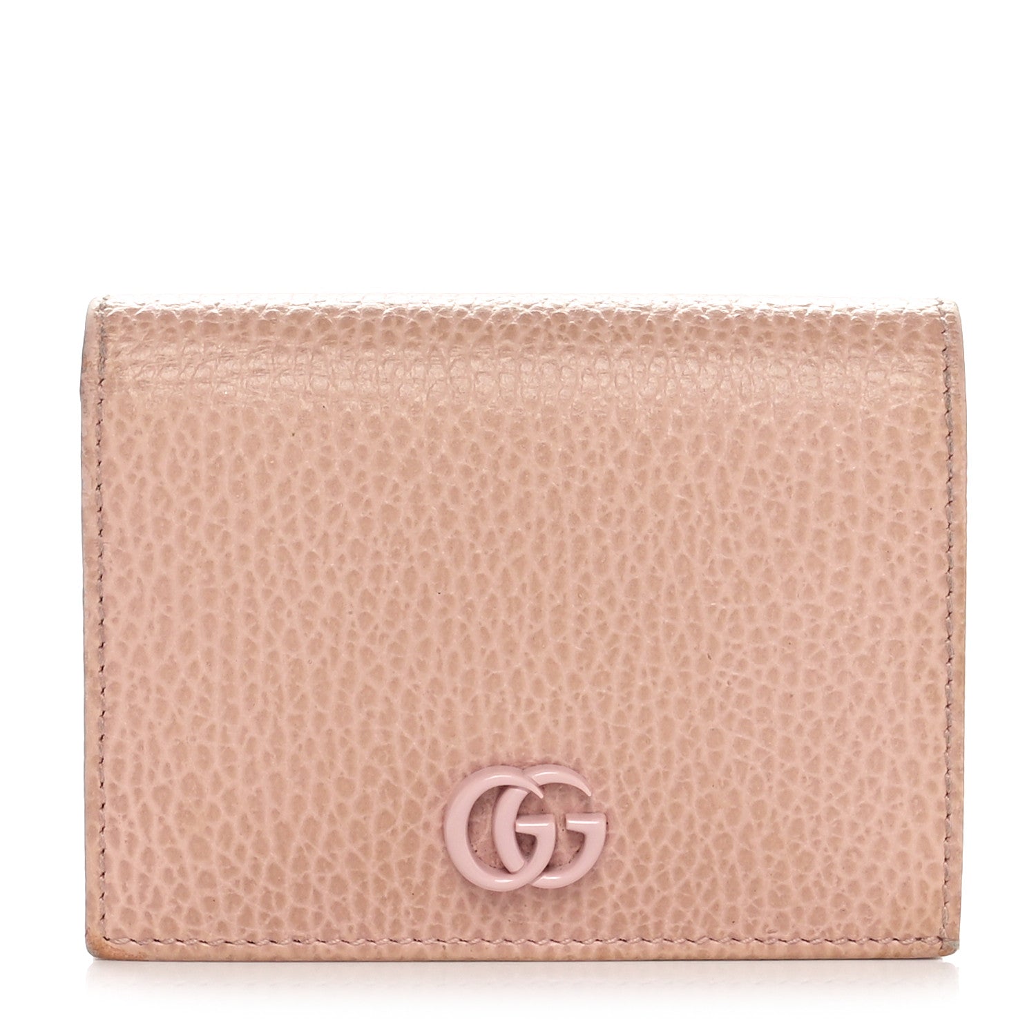 Gucci Dollar Calfskin Enamel Monochrome GG Marmont Card Case Perfect Pink 1 of 11