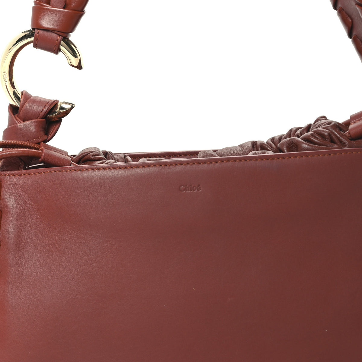 Chloe Calfskin Mate Woven Drawstring Shoulder Bag Bold Brown 9 of 13