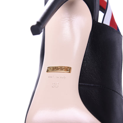 Gucci Malaga Kid Web Sylvie High Heel Slingback Pumps 36 Black 8 of 10