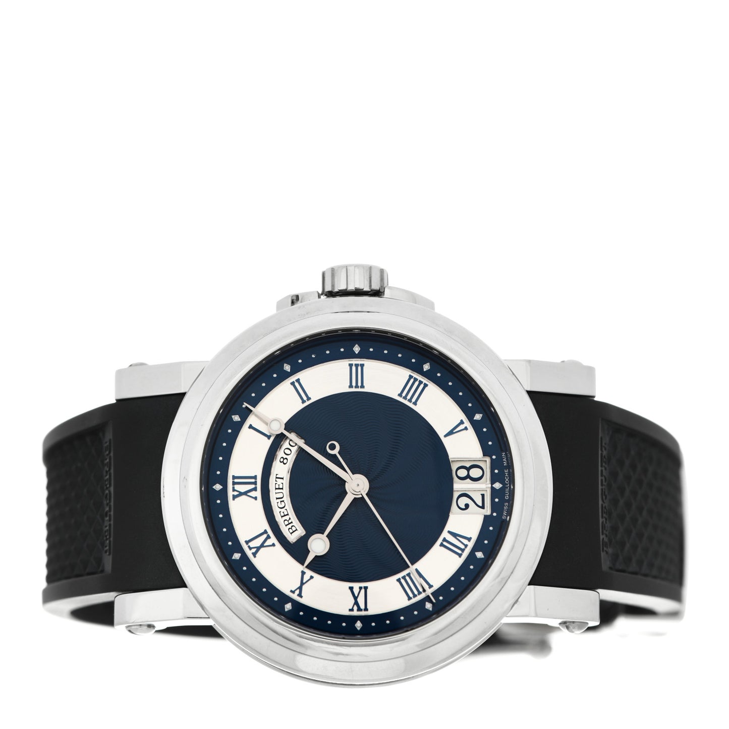 Stainless Steel Rubber 39mm Royal Marine Big Date Automatic Watch Blue 5817ST