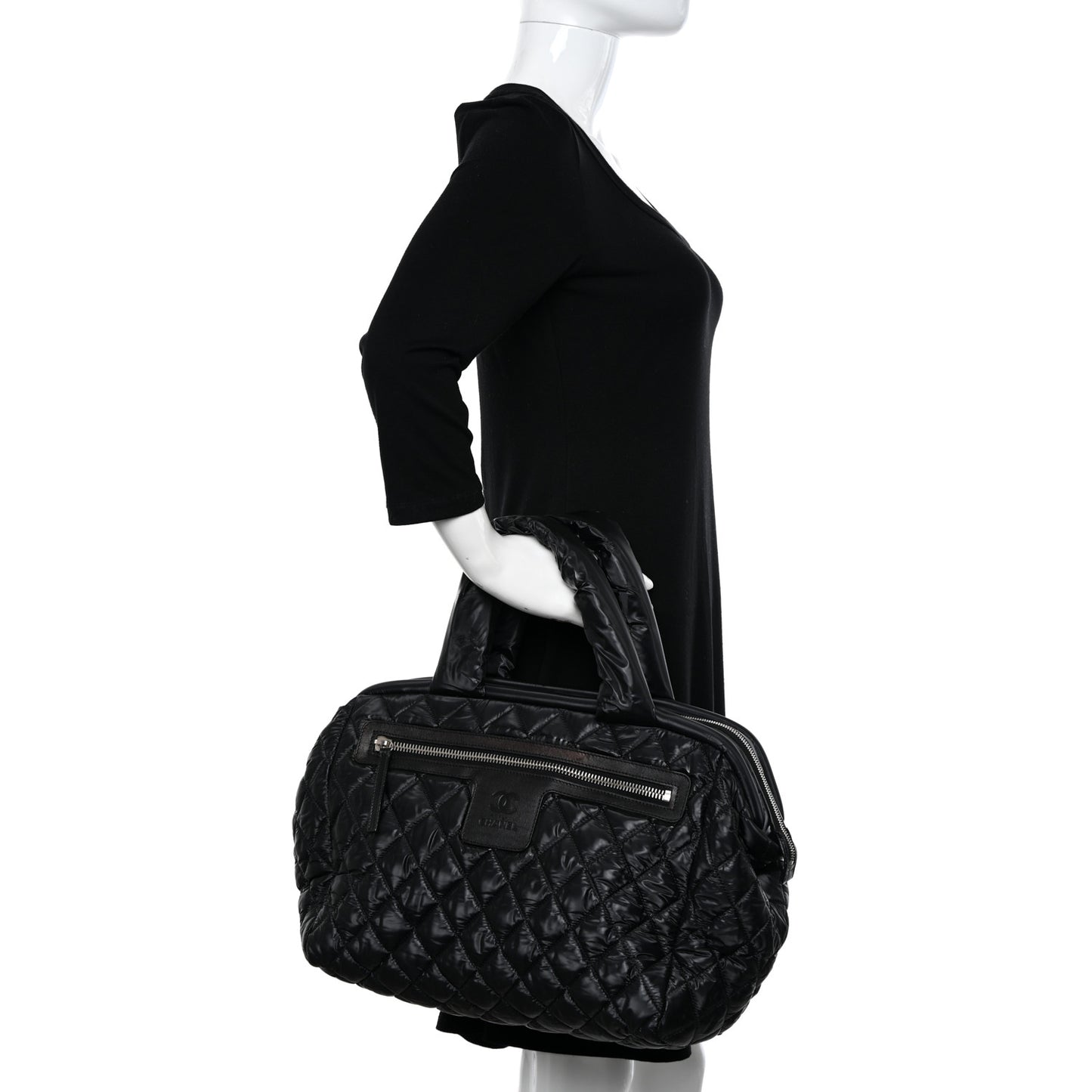 Nylon Quilted Medium Coco Cocoon Tote Black