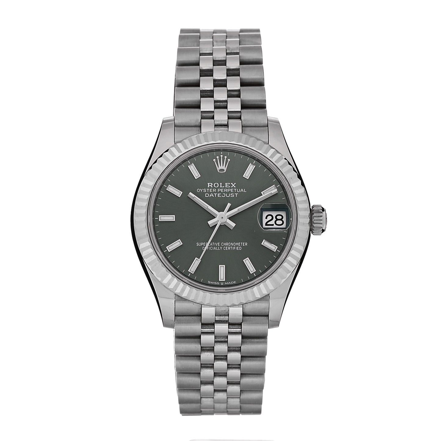 Stainless Steel 18K White Gold 31mm Oyster Perpetual Datejust Watch Mint Green 278274