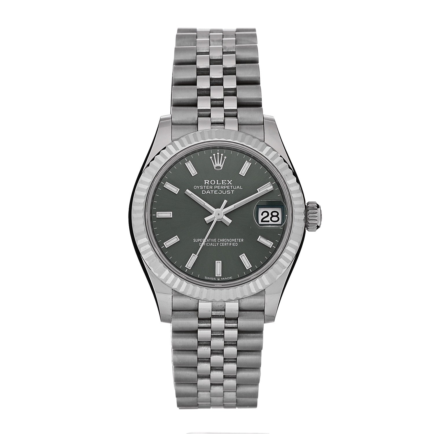 Rolex Stainless Steel 18K White Gold 31mm Oyster Perpetual Datejust Watch Mint Green 278274 1 of 5