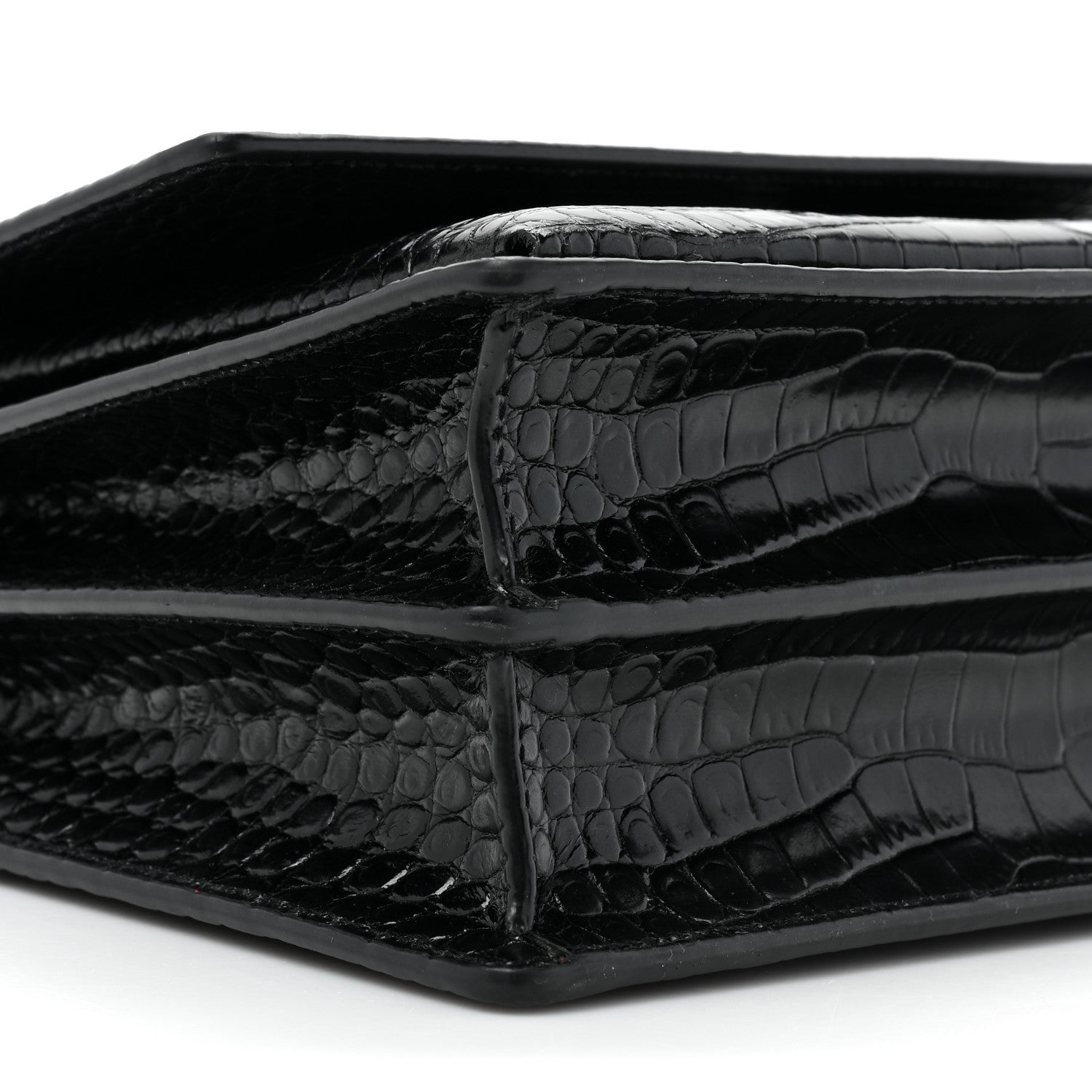 Saint Laurent Calfskin Crocodile Embossed Medium Monochrome Monogram Sunset Black 11 of 12